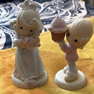 Precious Moments Pastel Figurine Set with Pink and Cream Accents